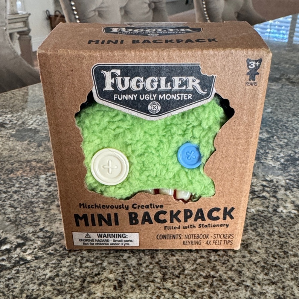 FUGGLERS Mini Backpack Keychain w/ Bonus Stickers & Markers - GREEN NEW IN BOX